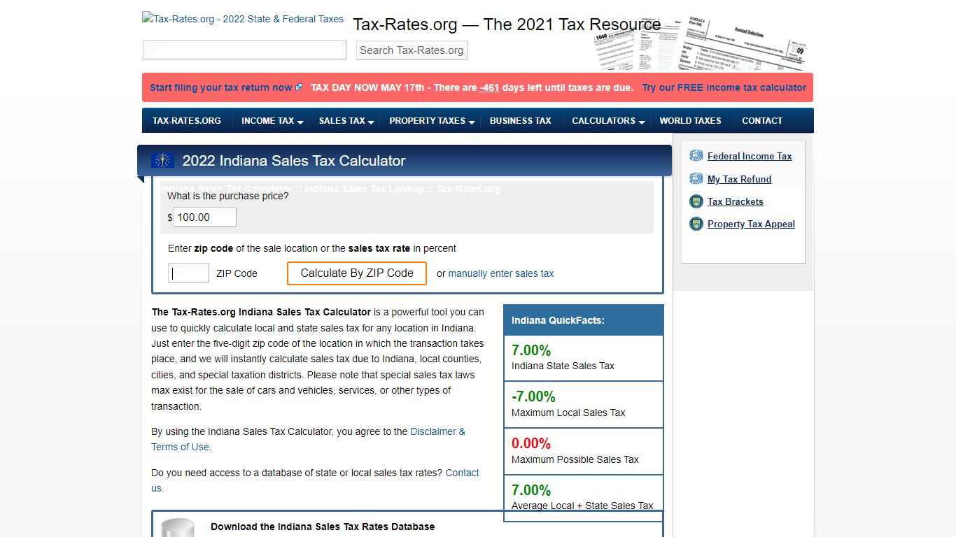 Indiana Sales Tax Calculator - Tax-Rates.org